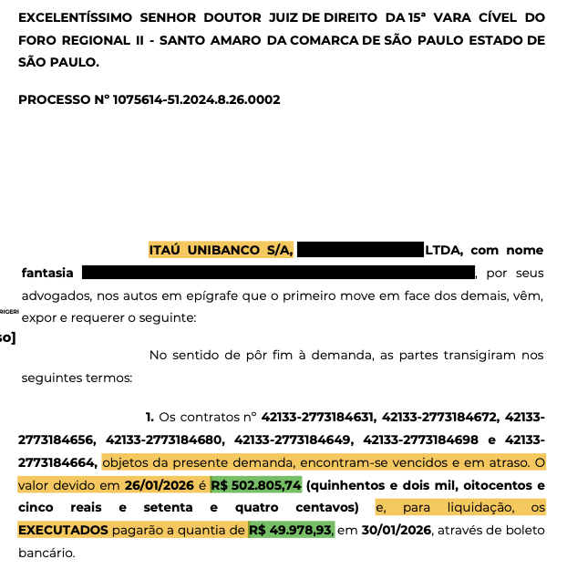 Acordo Judicial Itaú: 90,06% de Desconto em Múltiplos Contratos